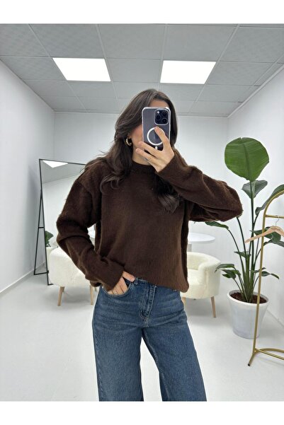 e butiğim Yumoş Şardonlu Kahverengi Kazak