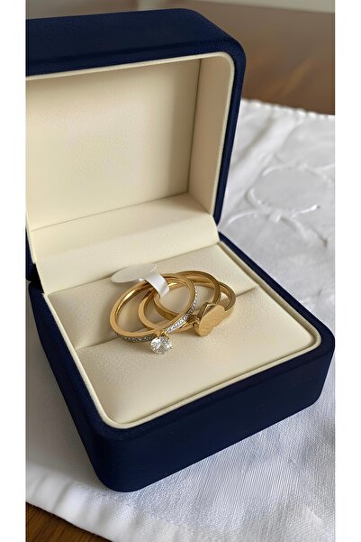 İNN JEWELLERY Steel Ring Does Not Tarnish (Size 8) 3 Pcs Heart 2 Years Importer Warranty)
