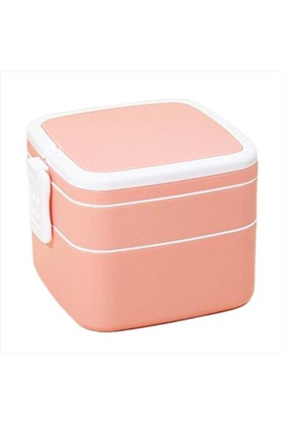 OEM Recipient alimentar cu capac cu clips, 3 compartimente, pătrat, roz