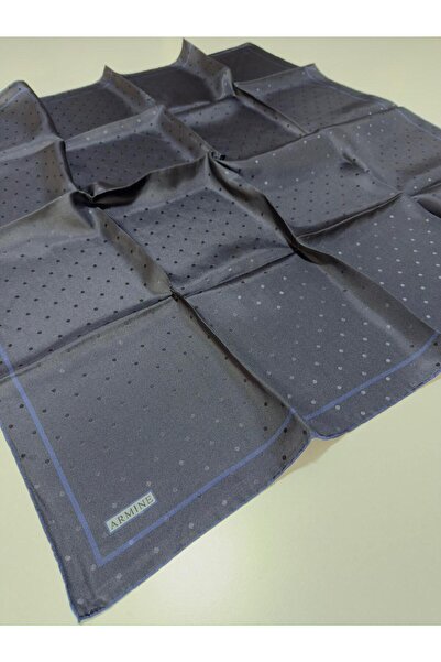 Armine Twill Silk Scarf Navy Blue Jacquard Polka Dot