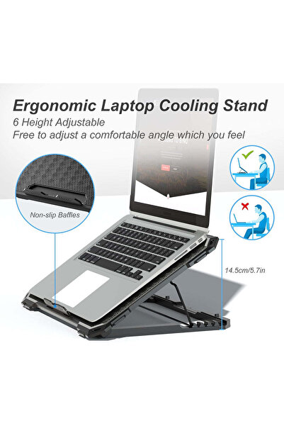 M.A&F's M.A&F Laptop Cooling Pad with 6 Fans for 13-17 Inch, Adjustable Stand, 2 USB Ports