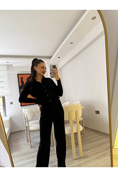 Gamze Ege Fashion Siyah triko takım