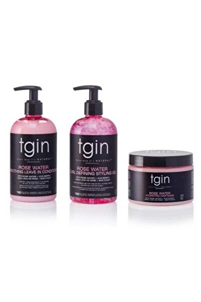 Tgin Thank God It's Natural Rose Water Defining Styling Gel 384ml + Conditioner 384ml + Hydrating Hair Ma