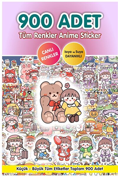 Piksel Grafik 900 Adet Anime Tüm Renkler Çıkartma Sticker Seti - Kalem, Lapto...