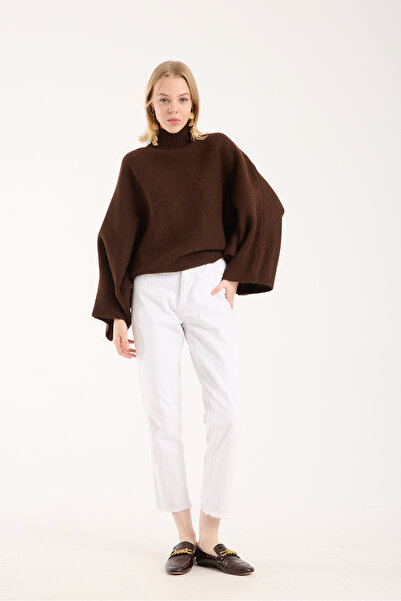 sumoda Yumoş Rope Cape Sweater Mock Neck Bat