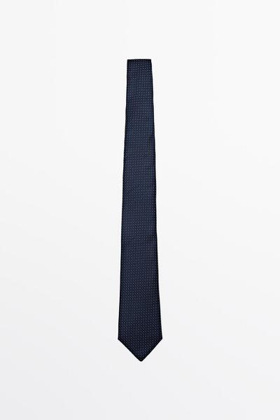 Massimo Dutti 100% silk dotted tie