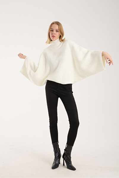 sumoda Yumoş Rope Cape Sweater Mock Neck Bat