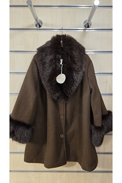 Park Moda Γούνινο παλτό με λεπτομέρειες από τσόχα