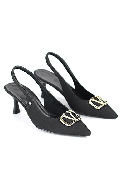 Gökhan Talay Liselotte Flexible Soft Non-Slip Sole (4 cm) Black Suede Open Elastic V Buckle Women's Top