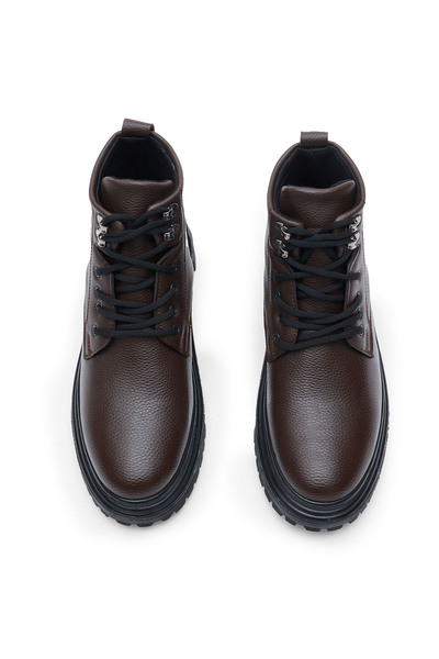 Tonny Black Men's Brown Thick Poly Sole Lace-Up Casual Winter Boots