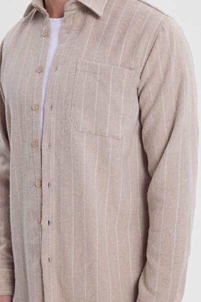 Tudors Men's regular fit classic striped double pocket flap carpenter shirt