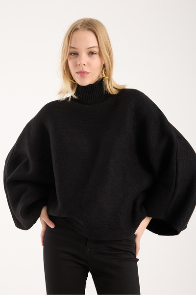 sumoda Γυναικείο πουλόβερ με μανίκια νυχτερίδας Yumoş ψηλός λαιμός