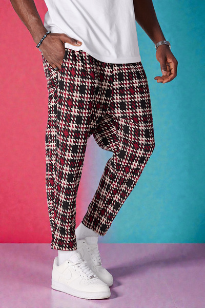 FG KONNİCHİWA Unisex Φαρδύ παντελόνι με έθνικ σχέδιο, ελαστική μέση και πόδια, με τσέπες, χαλαρό, hippie, μποέμικο, φαρδύ, έθνικ σχέδιο