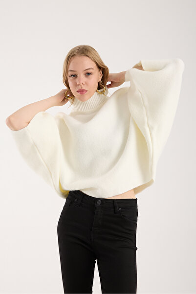 sumoda Yumoş Rope Cape Sweater Mock Neck Bat
