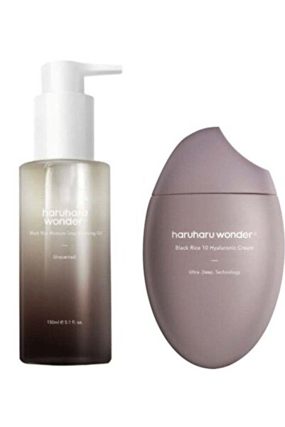 Haruharu Wonder كريم حمض الهيالورونيك بلاك رايس 10 50 مل + زيت التنظيف المرطب...