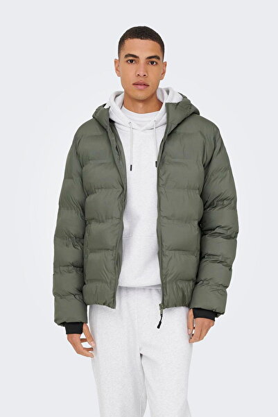 ONLY & Sons Чоловічий пуховик з капюшоном і високим коміром