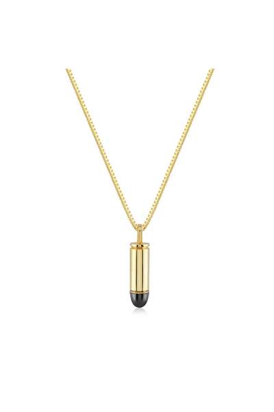 WhosAccessories 925 Ayar Döküm Gümüş Rodaj Kaplama 9MM Mermili Kolye