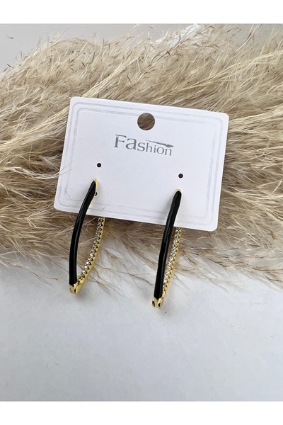 VELİT VOLA Black Enameled Stone Earrings