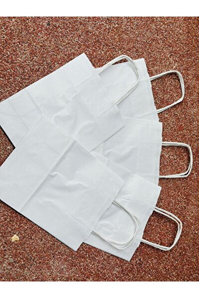 Orbak Kağıt 1. Ποιότητα 18x8x24 εκ. Τσάντα από χαρτί κραφτ σε λευκό χρώμα, 3 ...