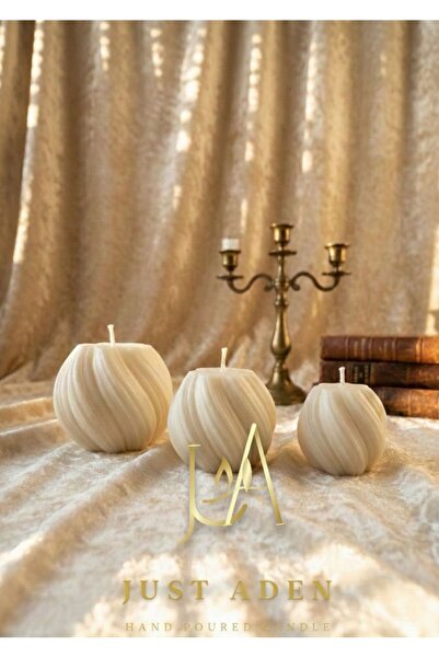 JUSTADEN 3'lü Burgulu Küre Mum Seti | Kokulu El Yapımı Mum