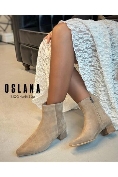 Zuum Oslana 100% Genuine Suede Heeled Women's Boots - Mink Suede