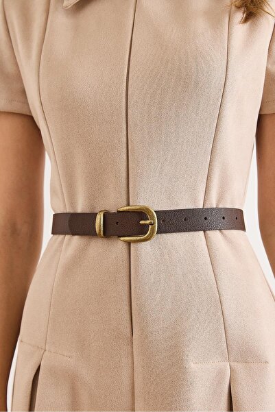 Versla Acı Kahve Antik Tokalı Kadın Kemeri, Pantolon Kemeri, Ceket Kemeri, Gö...