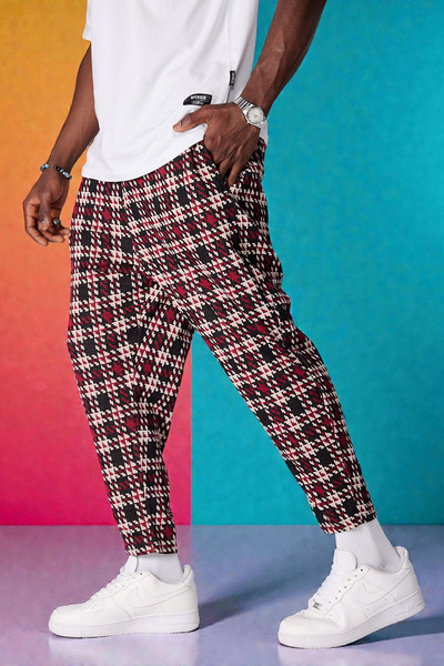 FG KONNİCHİWA Unisex Φαρδύ παντελόνι με έθνικ σχέδιο, ελαστική μέση και πόδια, με τσέπες, χαλαρό, hippie, μποέμικο, φαρδύ, έθνικ σχέδιο