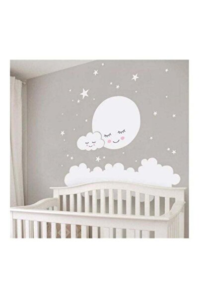 Generic Cloud Star Moon Printed Wall Sticker Grey/White 157x157cm