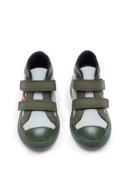 Tonny Black Children's Unisex Khaki Flexible Thermo Sole Double Velcro Strip Patterned Sports Short Boots