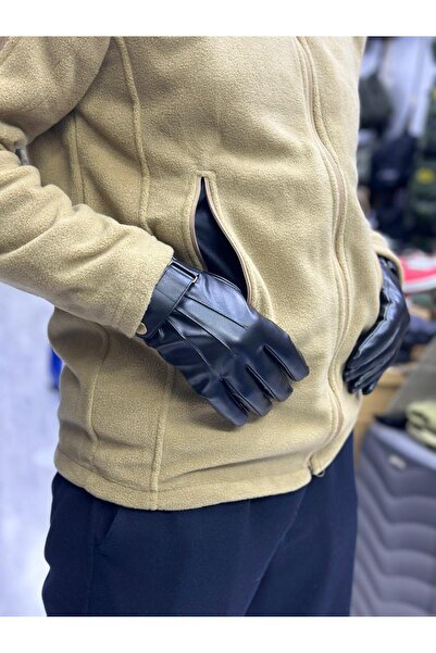 KOMANDO PAZARI KIŞLIK DERİ ELDİVEN İÇİ POLARLI DOKUNMATİK EKRAN UYUMLU DERİ E...