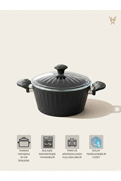 StarHouse 3-Piece Stella Fireproof Non-Stick Cookware Set 20 cm - Black