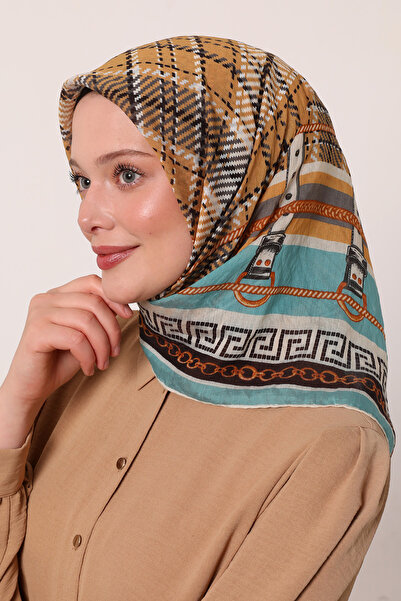 LuvenSara Chain Belt Plaid Pattern Summer Scarf