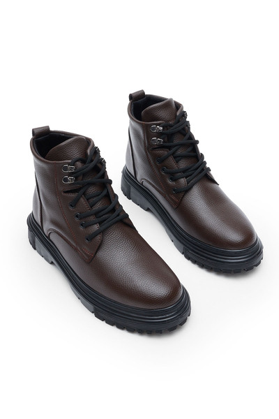 Tonny Black Men's Brown Thick Poly Sole Lace-Up Casual Winter Boots