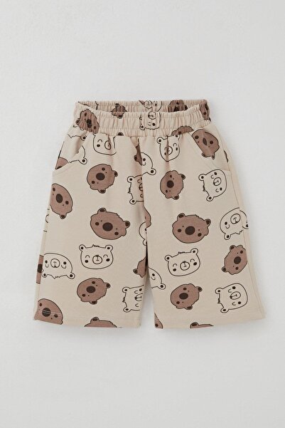Breeze Baby Boy Shorts Set Cute Teddy Bear Printed 9 Months-3 Years, Ecru