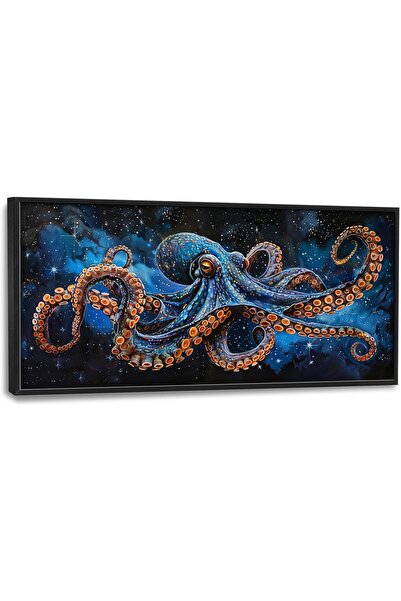 ALAYRA International Blue Space Octopus Canvas 120x60 cm – Galaxy Animal Fram...