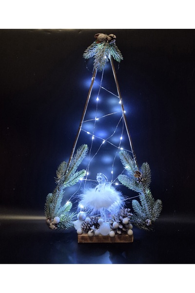 Yellow Tulip Decoratiune/aranjament Craciun, brad cadru metalic 53 cm, instalatie LED inclusa