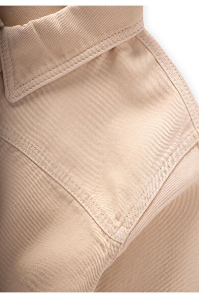 Cigit Single Pocket Gabardine Shirt 2-7 Years Old Beige
