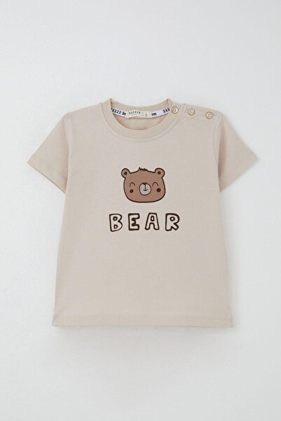 Breeze Baby Boy Shorts Set Cute Teddy Bear Printed 9 Months-3 Years, Beige