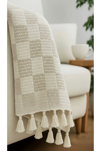 Saf By Arams Chelsea Check Throw: Oversized (180x230cm) Lightweight Woven Blanket with Tassels for Sofa/Bed.