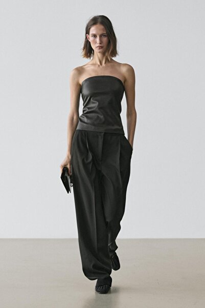 Massimo Dutti Napa deri straplez bluz