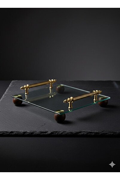 Sigma Home Söz/Nişan Tepsisi-Ayaklı Cam Sunumluk-Şekerlik-19x19 cm-Kare