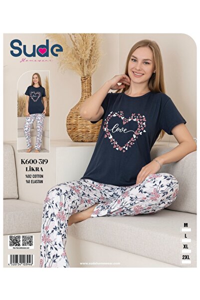 Sude K600-319 Lycra 92% Cotton Pajama Set--Black--