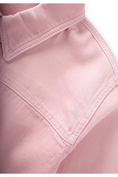Cigit Single Pocket Gabardine Shirt 2-7 Years Old Pink