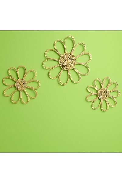 Rüya Dizayn Üç boy dekoratif Rattan duvar süsü bambu duvar tabağı doğal naturel