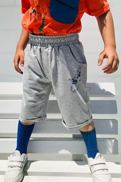 Breeze Boy's Shorts Set Skateboarder Dinosaur Printed Pocket Part Cover Detailed 2-6 Years Old, Tile