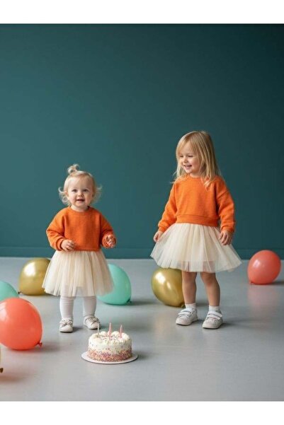 Zekids Kız Bebek Simli Yumuşak Dokulu Kazak Elbise