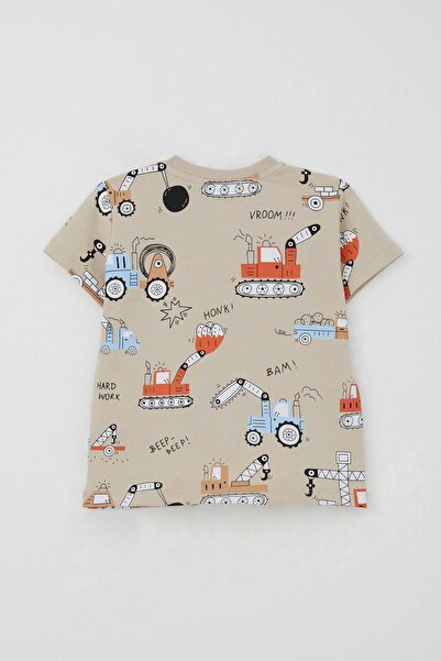 Breeze Boy's Shorts Set Fun Construction Vehicles Patterned 1.5-5 Years Old, Beige