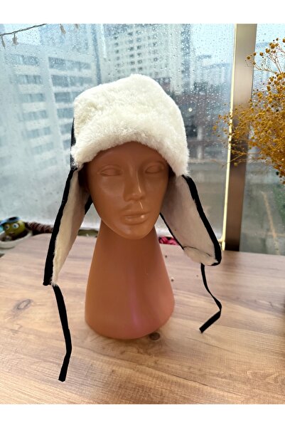 Blotch قبعة طيار سوداء من الجلد الطبيعي مع فرو داخلي تحمي من البرد