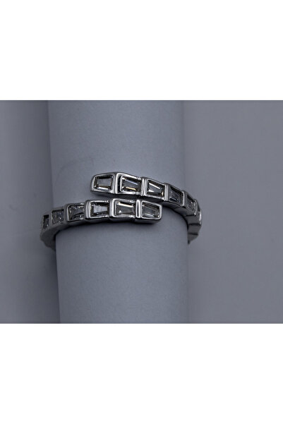 Velvet Open 925 Silver Ring with Baguette Zirconia Stones – Modern Elegance and Refined Minimalism