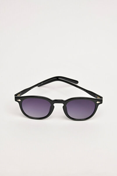 De Valentini Yuvarlak Siyah Füme Degrade Cam Metal Menteşeli Asetat Unisex Gü...